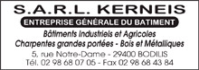 Ent Batiment Kerneis Bodilis partenaire du football Club Bodilis Plougar