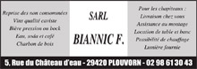 SARL Biannic F. partenaire du football Club Bodilis Plougar