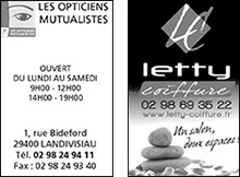 Opticiens mutualiste et Letty coiffure partenaire du football Club Bodilis Plougar